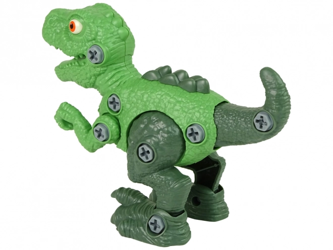 Set dinozaur Tyrannosaurus Rex cu ou DIY și șurubelniță verde