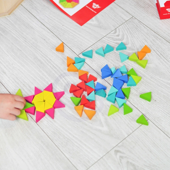 Puzzle octogonale din lemn mozaic educațional 73 piese