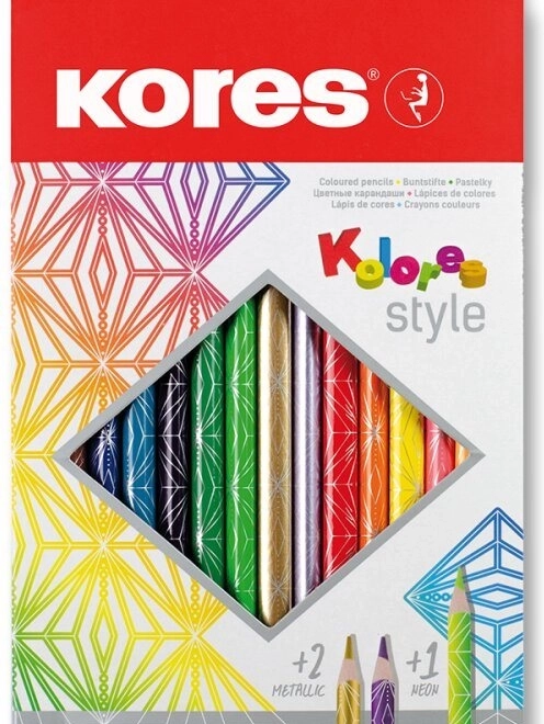 Creioane triunghiulare colorate Kolores Style 15 buc