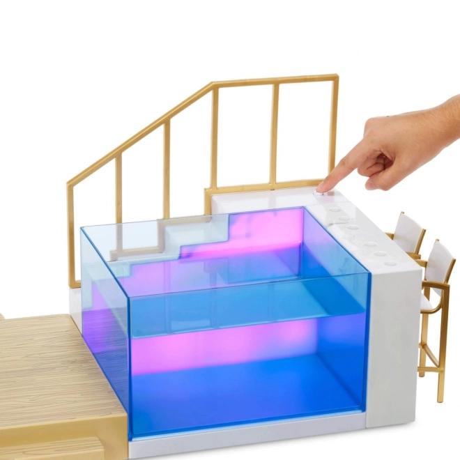 Set de joacă Rainbow High piscină și club de plajă cu schimbare de culoare