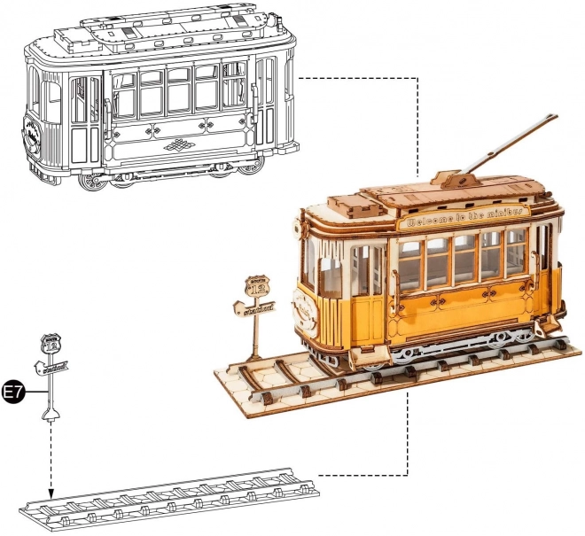 Puzzle 3D din lemn Tramvai Istoric RoboTime