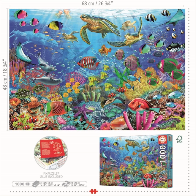 Puzzle Educa Țestoase în fantezia tropicală 1000 piese