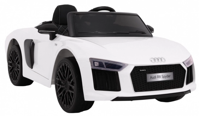 Audi R8 Spyder Baterie Albă + Telecomandă + EVA + Pornire lentă + Radio MP3 + LED