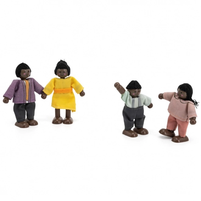 Set de păpuși din lemn cu haine din material - 4 figurine