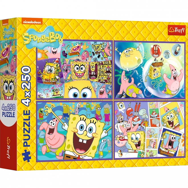 Puzzle 4x250 Lumea nebună a lui Sponge Bob