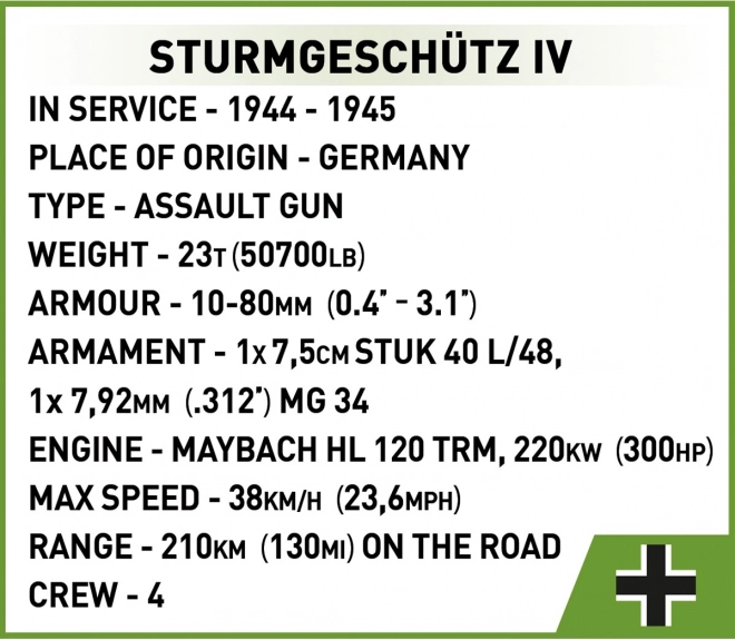 tanc Stegoburg Cobi WWII Sturmgeschutz IV 1:28