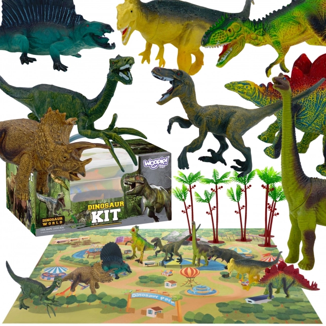 Set figurine dinozauri cu covoraș și cufăr