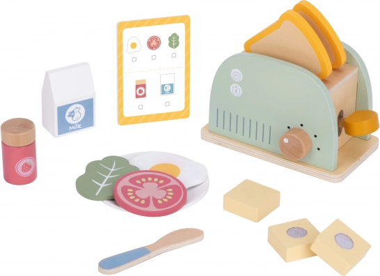 Set prăjitor de pâine din lemn pastel pentru micul dejun de la Tooky Toy