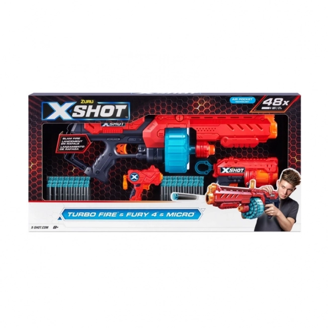 Set Wyrzutnie X-Shot Combo Turbo Fire, Fury 4 și Micro