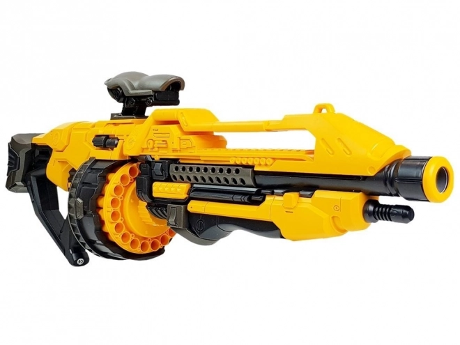 Pistolă electrică din spumă pentru copii cu magazie rotativă - galbenă