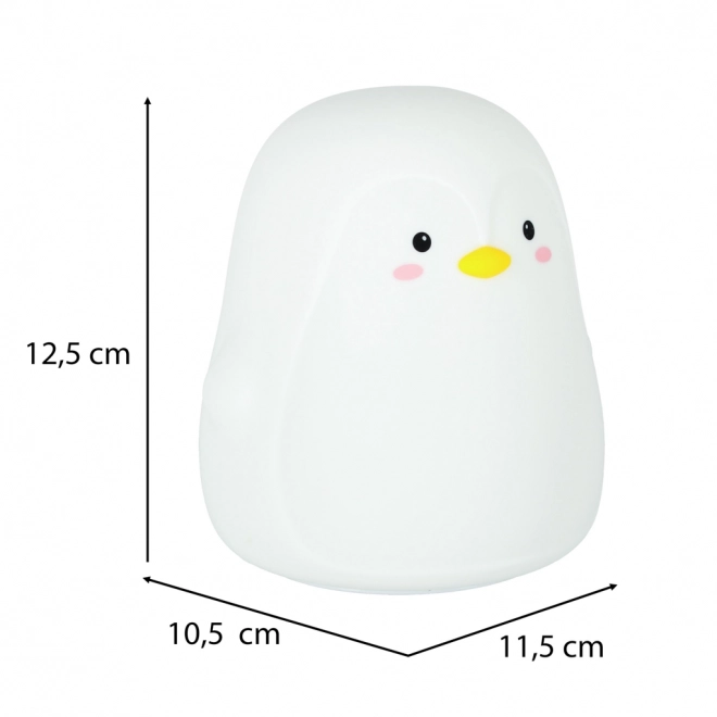 Lampă de noapte din silicon cu LED pentru copii, Pinguin alb