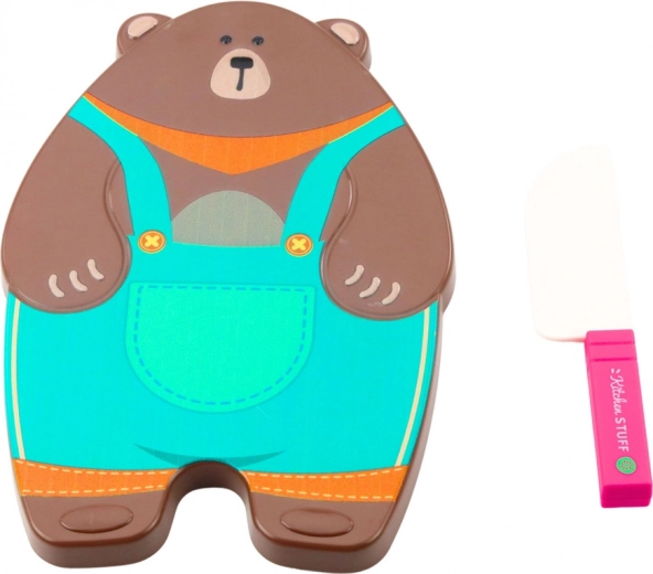 Tocător drăguț în formă de ursuleț și cuțit pentru copii