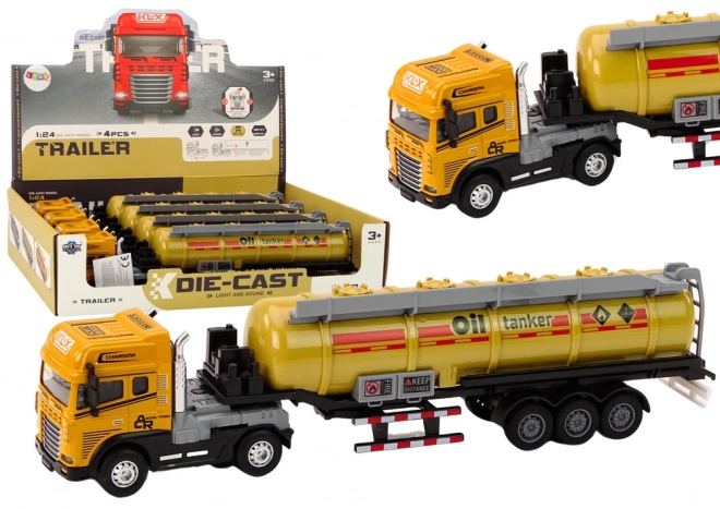 Cisternă Cu Combustibil Camion TIR 1:24 Cu Sunete și Lumini Galbenă