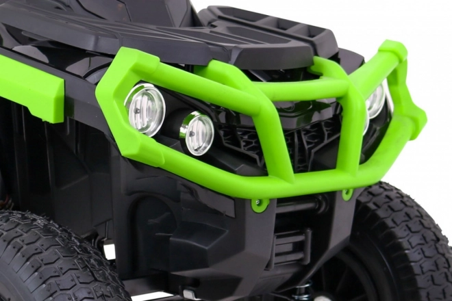 ATV electric pentru copii Air quad negru-verde + roți gonflabile + radio MP3 + start lent