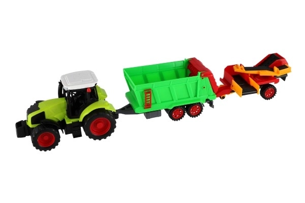 Tractor cu remorcă din plastic pe bandă, 56cm, cu sistem de inerție