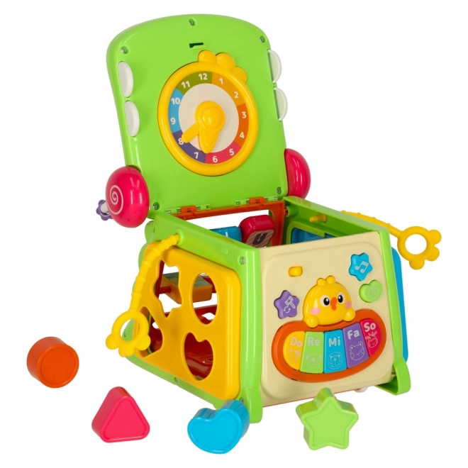 Cub educativ crocodil 4‑în‑1 cu sortator și pian