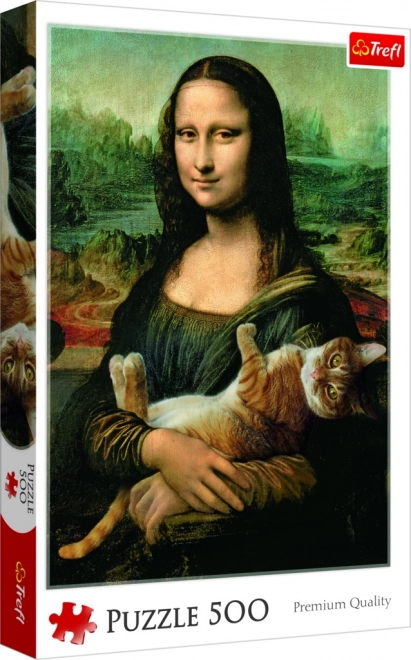 Puzzle Mona Lisa și pisica Mruczek 500 piese