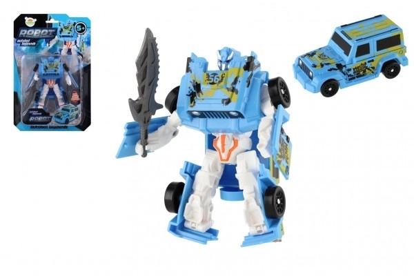 Transformer robot din plastic 14cm albastru