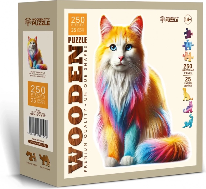 Puzzle de lemn Pisica Curcubeu 250 piese