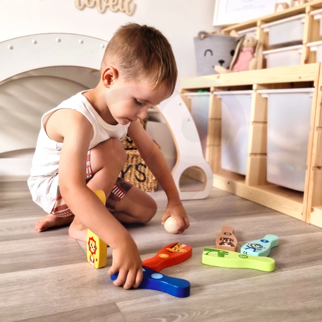Set de bowling din lemn pentru copii Tooky Toy