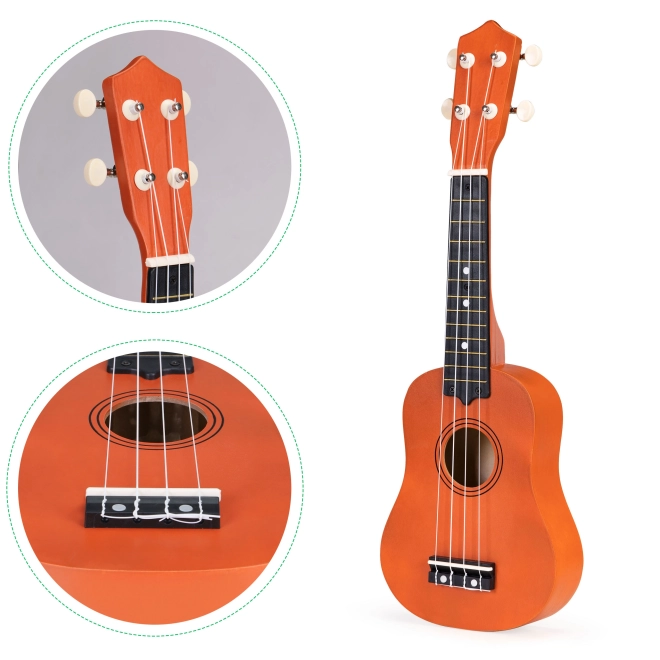 Chitară ukulele din lemn pentru copii cu 4 corzi din nailon ecotoys