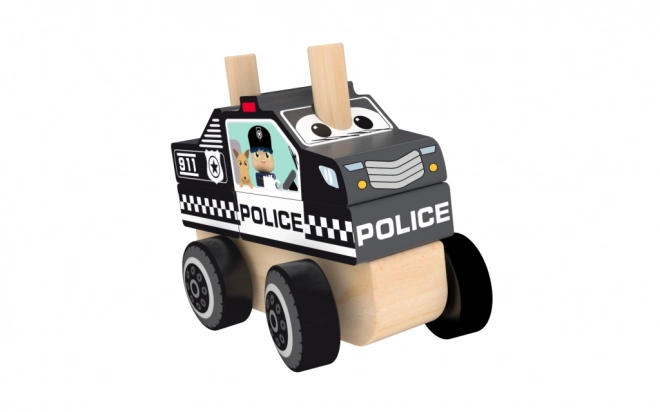 Mașină de poliție din lemn pentru asamblare