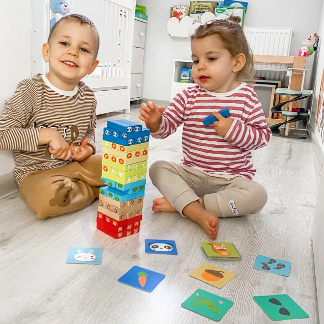 Joc din lemn Jenga Animale TOOKY TOY