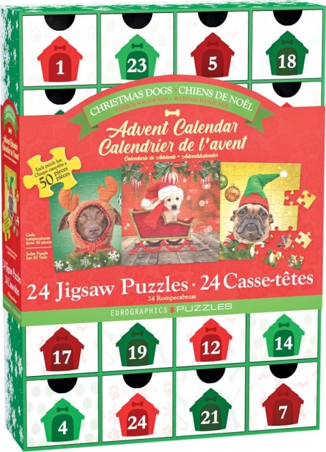 Calendar advent puzzle câini de Crăciun