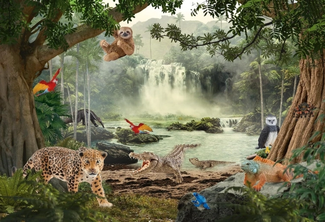 Puzzle Schleich în jungla tropicală 100 piese cu figurină