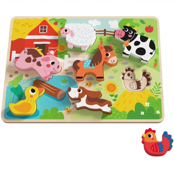Puzzle montessori de încastrat din lemn – fermă TOOKY TOY