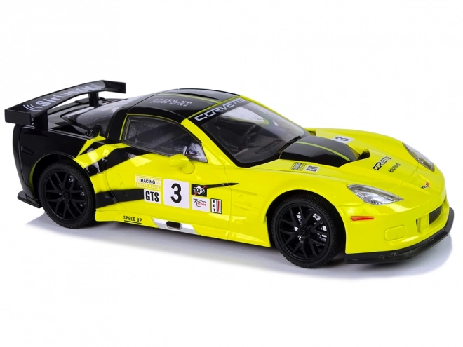 mașină sport RC Corvette C6.R galbenă cu lumini