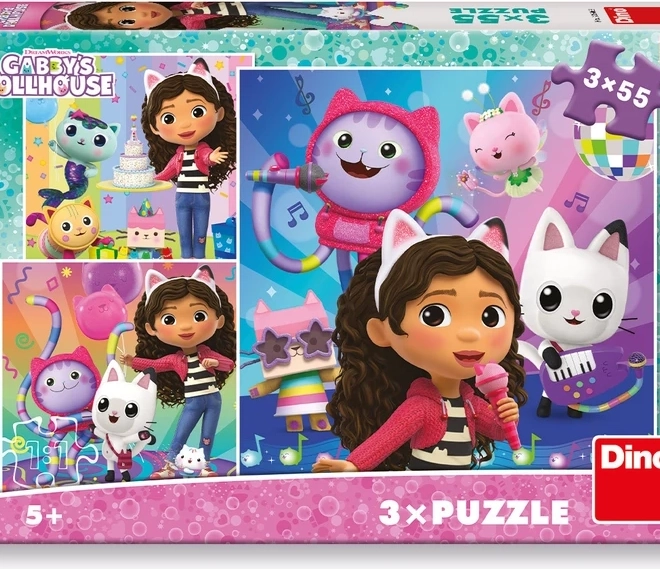 Puzzle pentru copii Căsuța magică a lui Gábi: Sărbătoare 3x55 piese