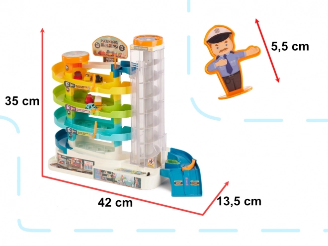 Garaj de joacă cu parcare pe 4 niveluri și lift electric