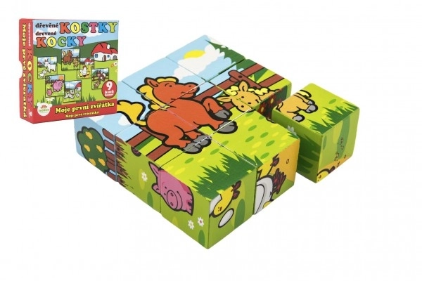 Cuburi puzzle Primele mele animale din lemn