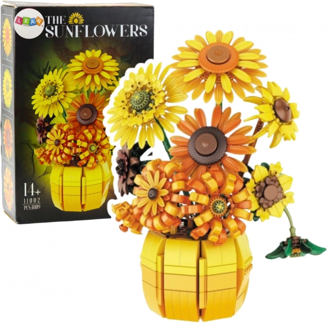 Set de construcție buchet de floarea-soarelui în vază, 1009 piese