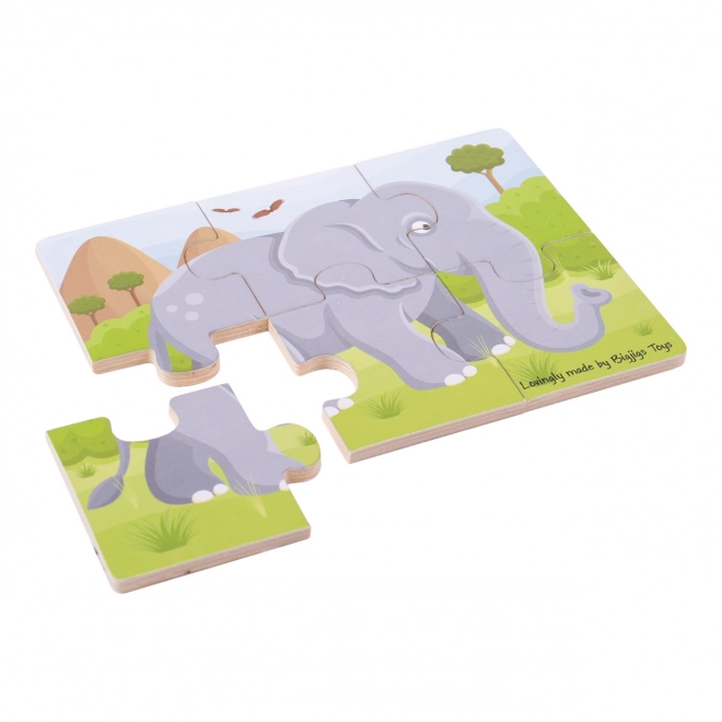 Puzzle din lemn 3 în 1 Safari Bigjigs Toys