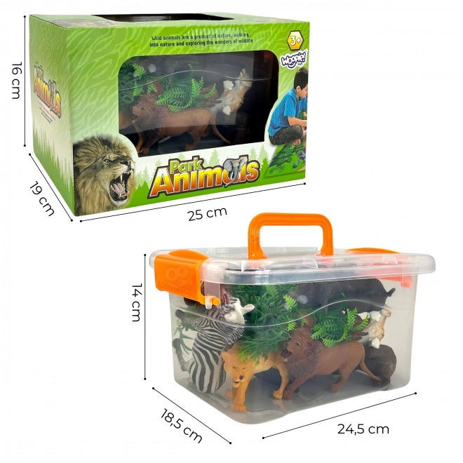 Set figurine mari cu animale sălbatice + covoraș și accesorii