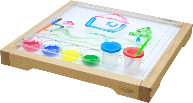 Masterkidz ramă senzorială cu panou LED și tăviță de pictat transparentă