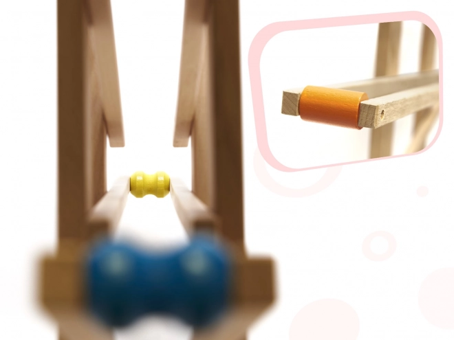 Pistă de lemn pentru bile Montessori XXL