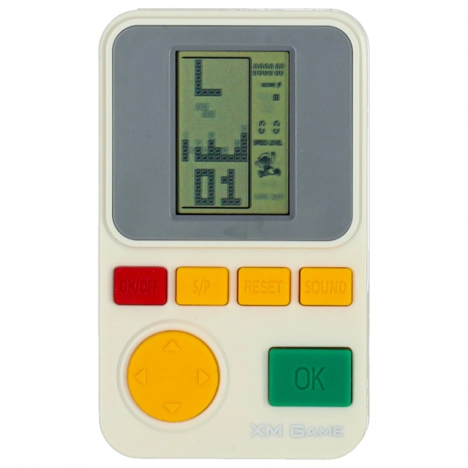Consolă portabilă electronică pentru jocuri de îndemânare albă