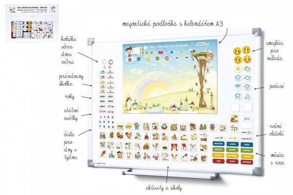 Calendar magnetic pentru grădiniță cu 114 magneți