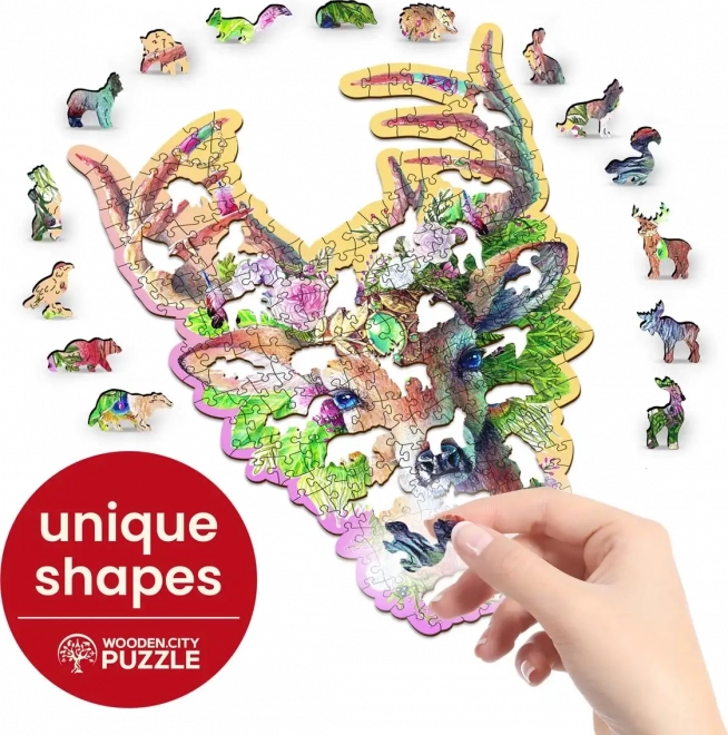 Puzzle din lemn cu model Cerb, 250 piese