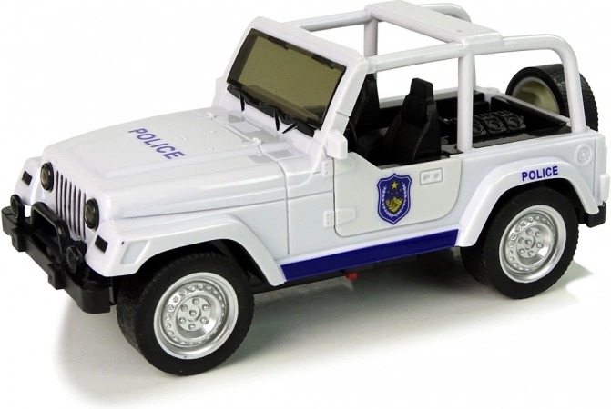 mașină de poliție off-road albă cu efecte și mecanism cu recul