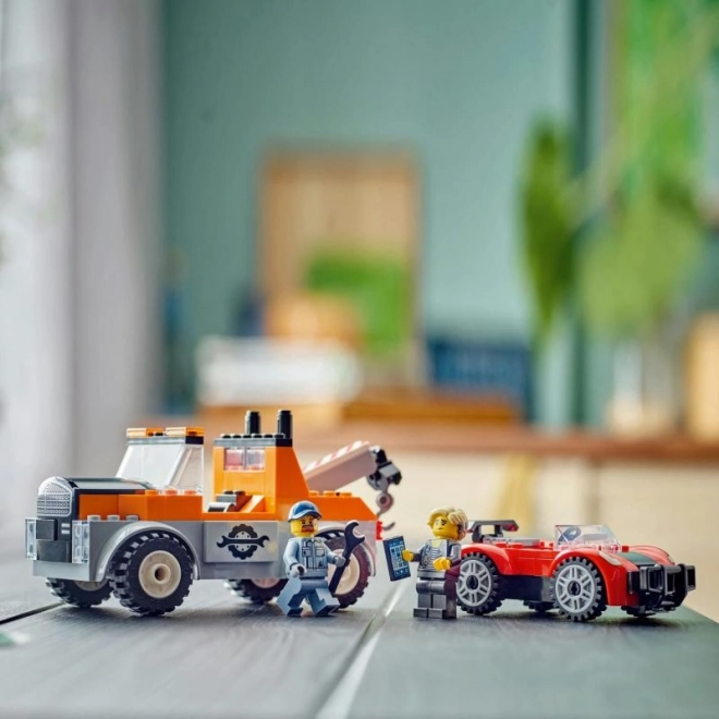 Camion de remorcare și reparație mașină sport LEGO City