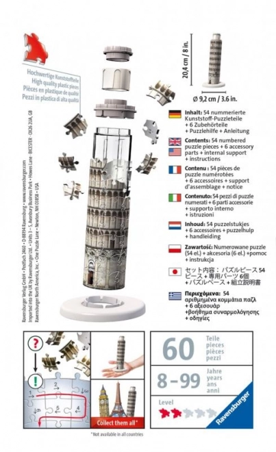 Puzzle 3D Mini Clădiri Turnul Înclinat din Pisa