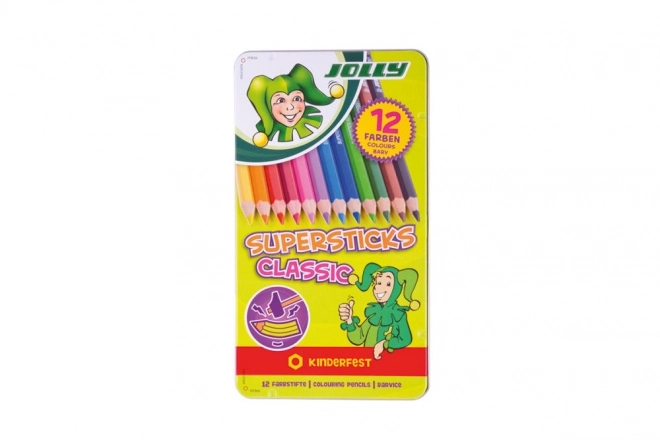 Kredki colorate Supersticks în cutie metalică