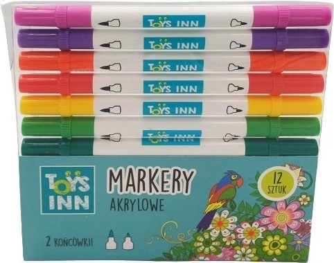 Markere acrilice cu două vârfuri, set de 12