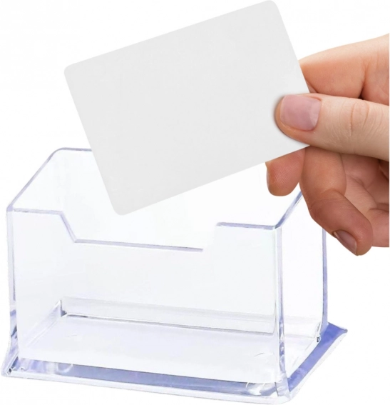 Suport Transparent din Plastic pentru Cărți de Vizită 11cm