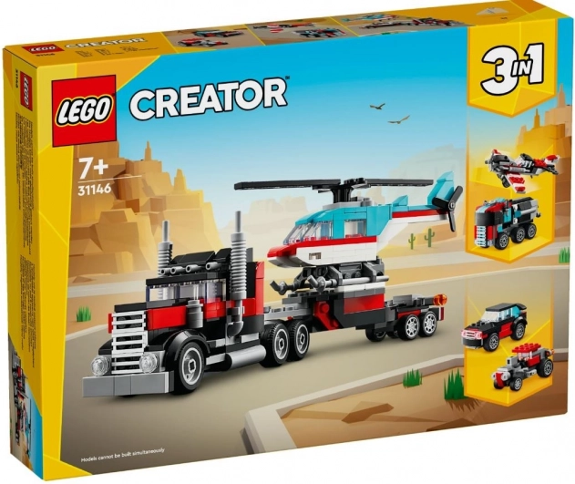 creator 3 în 1 – camion cu platformă și elicopter