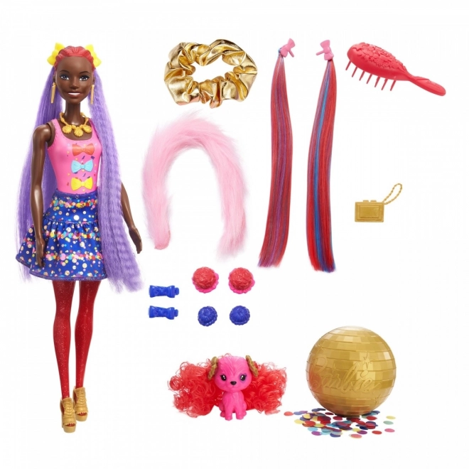 Barbie Color Reveal stilizare păr cu sclipici violet
